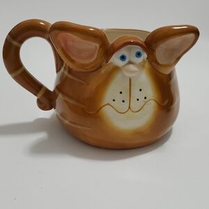 Cute Cat-Shaped Brown Ceramic Mug
